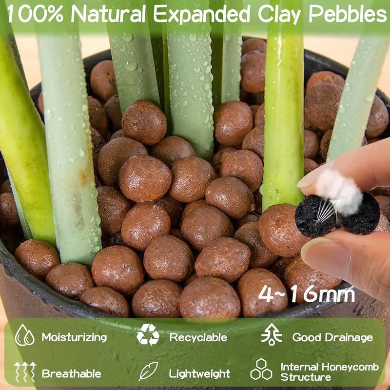 Clay Pebble Growing - 1LB Reusable Hydroponic Clay Pebbles Natural